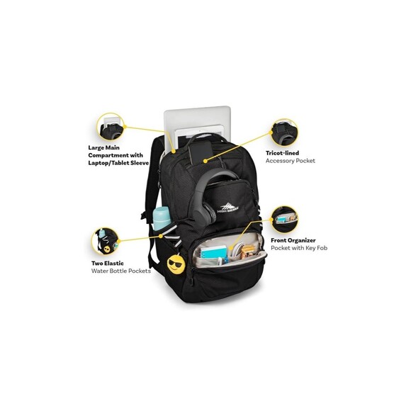 NWT High Sierra Backpack with Laptop Pocket + Tablet Sleeve, Fits most laptops - Picture 6 of 8